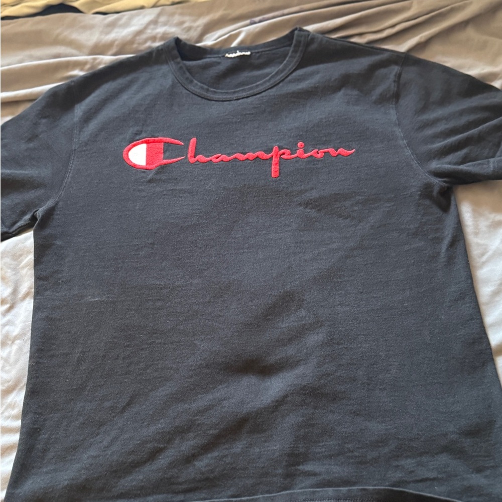 Champion Black and Red Short Sleeve Tee